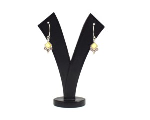Boucles d'oreilles pendantes géométriques en argent 925 avec citrine et strass roses pour un usage quotidien féminin - Product Image 1