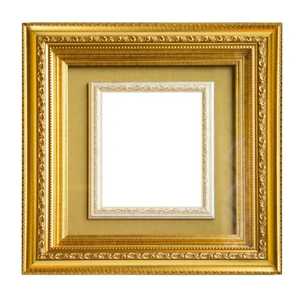 Cadre d'art mural carré orné de style antique en bois sculpté doré, double couche, fait main, durable et de luxe - Product Image 1