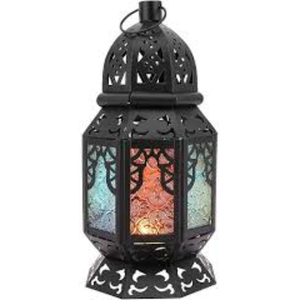 Moroccan Style Iron Hanging <b>Candle</b> <b>Lantern</b> Iron Stained Glass Decorative <b>Lantern</b> <b>Candle</b> Holder For Home Garden Event Decor - Product Image 1