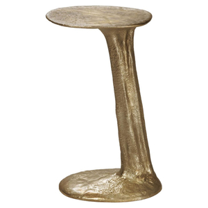Contemporary Brass Coffee <b>Table</b> With Hammered Finish <b>Round</b> Top Modern Living Room Furniture Decorative Metal Frame <b>Side</b> <b>Table</b> - Product Image 6