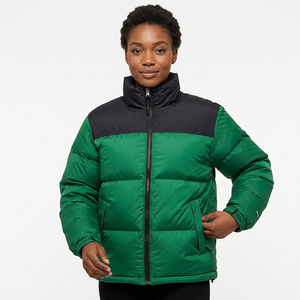 Chaqueta Acolchada para Hombre, Color Verde y Negro, con Cuello Alto y Cierre, Resistente al Viento, para Invierno, Informal, con Relleno Grueso de Poliéster - Product Image 4