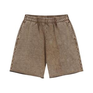 Shorts de jogging vintage délavés à l'acide pour hommes, personnalisés, en coton épais 100 % respirant et écologique, avec taille élastique - Product Image 1