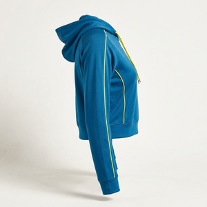 Sudadera Corta con Capucha Azul para Mujer, con Logotipo Personalizado, Ligera, de Algodón y Felpa, Estilo Urbano, Ropa Casual de Invierno - Product Image 3