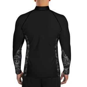 Camiseta de Natación Deportiva para Hombre, Manga Larga, Negra, con Estampado de Tiburón por Sublimación, Secado Rápido, Poliéster, para Entrenamiento Deportivo - Product Image 1