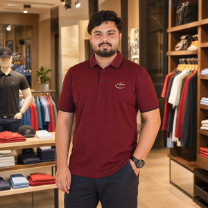Polo de Manga Corta Rojo para Hombre Terzo, con Logotipo Bordado, Ribete en Contraste, Corte Regular, Estilo Casual - Product Image 4