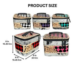 Nuevo Estuche de Joyería de Cuero Vacuno Hecho a Mano para Mujer, Estilo Occidental, Organizador de Viaje con Patrón a Cuadros, Caja de Joyería Personalizada - Product Image 2