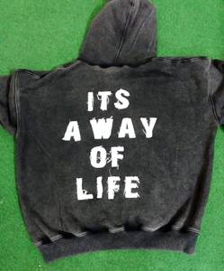 High Quality Cotton Made <b>Distressed</b> Embroidery Tracksuit Streetwear Acid Wash Men Tracksuit with Drawstring - Product Image 4