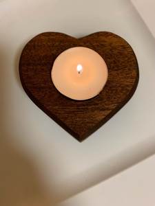 Heart Shape Wooden <b>Tea</b> <b>Light</b> Holder With Intricate Carved Pattern For Valentine'S Day Home Decoration - Product Image 2