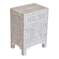 Meubles de salon à la maison artisanale, avec motifs floraux indiens de perles incrustées, 3 tiroirs, Table latérale de chambre à coucher, meubles de salon
