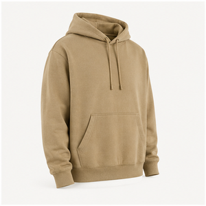 Sweat à capuche pour homme personnalisable, coupe droite décontractée, couleur sable, cordon de serrage ton sur ton, poche kangourou, en molleton de coton prélavé MHOOD-0011 - Product Image 3