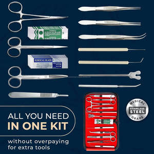Kit de dissection avancé de 22 pièces pour étudiants en médecine avec manche de scalpel # Ciseaux à 3 Lames, Pince et Étui de Transport - Product Image 3