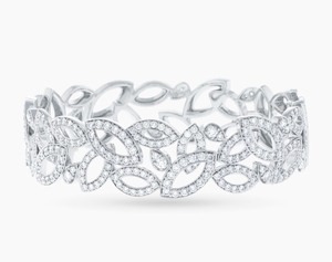 Pulsera de Diamantes Sintéticos de Laboratorio con Diseño de Ojo Infinito, Entrelazado de Laurel y Marquise, con Pavé de Diamantes Redondos en Oro Blanco - Product Image 4