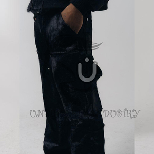 Double Knee Cowhide Pants Black - Product Image 5