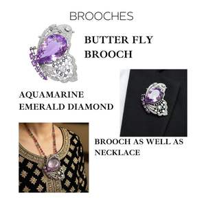 Collar unisex chapado en oro con kunzita, zafiro rosa y diamantes, también conocido como broches - Product Image 4