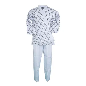 다양한 직물 맞춤 무술 유니폼 흰색 합키도 유니폼 싸움 또는 훈련을위한 통기성 폴리 에스테르 코튼 블렌드