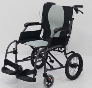 New Design Aluminum Alloy Frame Lightweight Leather Seat Surface Removable Pedals Folding <b>Backrest</b> Manual Wheelchair - Product Image 1