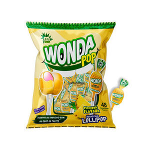 Premium Quality Yellow Color Delicious Sweet Taste Hard Texture Tongue <b>Painter</b> Pineapple Flavor Gum Filled Lollipop - Product Image 3