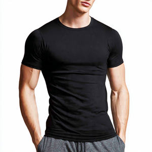 T-shirts de yoga pour hommes en polyester 100 %, coupe ajustée, manches courtes, col rond, respirants, séchage rapide, vêtements de sport et de fitness - Product Image 6