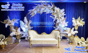 Salon de Mariage Causeuse Italienne Blanche Dorée Mariage Indien Maharaja Canapé pour Scène Magnifique Chaise de Mariage Indienne - Product Image 6