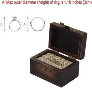 กล่องใส่แหวนหมั้นไม้สไตล์เรียบง่าย กล่องใส่แหวนไม้เนื้อแข็งสำหรับขอแต่งงานและเก็บแหวนแต่งงาน - Product Image 3