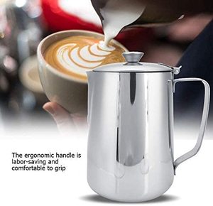 Jarra Cónica de Acero Inoxidable Clásica con Logotipos Personalizados, con Tapa y Asa para Uso Doméstico, Portátil y Ecológica para Latte Art - Product Image 3