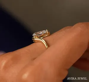 Anillo de Compromiso con Diamante Cultivado en Laboratorio de Primera Calidad, Corte Pera, 1 CT, EF VVS VS, Oro Sólido de 10k/14k/18k, Joyería Nupcial para Mujer - Product Image 3