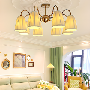 Lustres LED SIMIG de luxe en cuivre de style nordique, éclairage élégant pour <span class=keywords><strong>chambre</strong></span>, salle à manger, villa, <span class=keywords><strong>suspension</strong></span> artistique en <span class=keywords><strong>tissu</strong></span> raffiné - Product Image 2