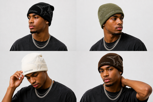 Custom Embroidered Logo Ribbed Beanie Hat Patch Black Knit Winter Warm Slouchy Skull <b>Cap</b> Jacquard Headwear for Men Women - Product Image 3