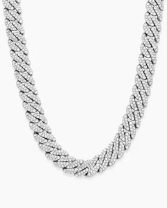 Luxury Silver Cuban Link Chain Fully White <b>Gold</b> Iced D Color VVS Studded Moissanite Round Cut Diamond <b>Tester</b> for Wedding - Product Image 3