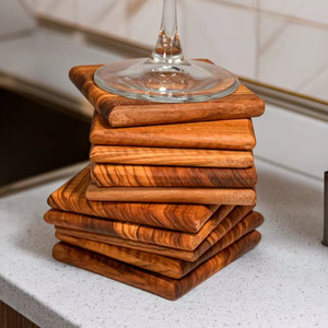 Posavasos Cuadrados de Madera Ecológicos, Lavables, Clásicos y Duraderos, Juego de 6 Piezas, para Teteras, Mesa de Comedor, Sala de Estar, Universal - Product Image 1