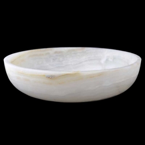 Vasque ovale en onyx blanc afghan, lavabo en pierre naturelle, finition brossée, vasque de salle de bain contemporaine - Product Image 1