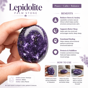 Pierre de palmier en Lépidolite naturelle, cristal violet poli, pierre de méditation, pierre de guérison, équilibrage des chakras, pierre de poche, vente en gros - Product Image 5