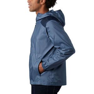 Veste coupe-vent à capuche pour homme, bleu clair, polyester, printemps, décontractée, fermeture éclair, coupe classique - Product Image 5