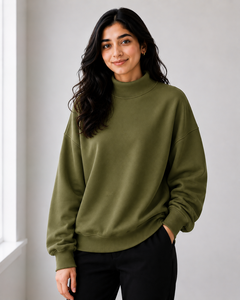 Sudadera Casual de Cuello Alto para Mujer, Marca Privada, Mezcla de Algodón, Fabricante - Product Image 1