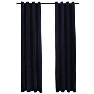 2 pezzi 54 "x 63" tende oscuranti in velluto nero con anelli mantovane oscuranti - Product Image 2