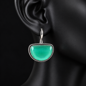 Pendientes de latón verdes estilo bohemio al por mayor |   Joyería Geométrica Colgante Plateada Oxidada Vintage, Suministro de Fábrica - Product Image 3