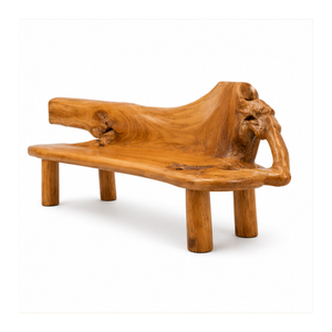 Banco de Patio de Madera Rústica ARTERRA, Muebles de Exterior con Borde Natural, Diseño Moderno y Duradero, 2 Plazas - Product Image 1