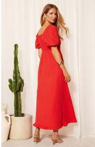 เดรสยาวทรงวีคอปี 2026 ดีไซน์ลำลองแขนสั้น ราคาสุดคุ้ม เดรสแขนสั้นทรงระบายเป็นชั้นๆ ไซส์ใหญ่ - Product Image 4