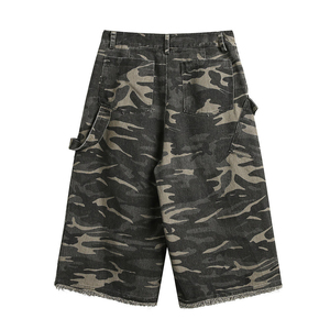 Pantalones Cortos de Mezclilla para Hombre al por Mayor de Fabricante, Estilo Camuflaje, Cargo, de Tela Vaquera, Holgados, Vintage, con Dobladillo Desgastado, para Exteriores - Product Image 2