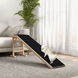 Rampa para Mascotas de Madera Maciza para Cama, 74 x 16 x 25 Pulgadas, Plataforma con Alfombra Antideslizante Natural, Accesorio para Sala de Estar, Escaleras para Perros - Product Image 2
