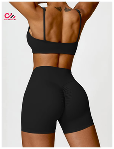 Ensemble de yoga pour femmes, design professionnel, impression personnalisée, marque privée, couleur unie, devant court, respirant, ensemble 2 pièces - Product Image 3