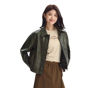 Veste coupe-vent imperméable en cuir véritable texturé rétro pour hommes - Product Image 1