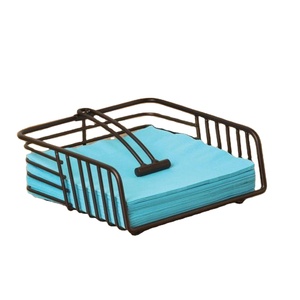 Soporte de tejido de alambre de hierro revestido negro Soporte de servilleta de metal ligero portátil fácil Soporte de exhibición de servilletas decorativas Ventas calientes - Product Image 1