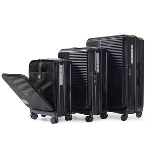 <b>TSA</b> <b>Approved</b> Black Hardshell Luggage Set with Front Opening and <b>Lock</b> - Product Image 1