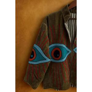 Premium Quality Eye Embroidery Suzani Velvet <b>Thick</b> Jacket Full Sleeve Stand Collar <b>Winter</b> Style Hand Embroidered Unisex <b>Coat</b> - Product Image 4