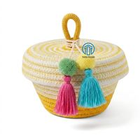 Panier cadeau Ramadan en coton fait main avec couvercle à pompon, panier de fête coloré Eid Mubarak, panier durable, vente en gros, fournisseur Ramadan