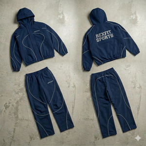 Rexfit New Arrives <b>Tracksuits</b> 2026 Oversized Blue and <b>White</b> 2-Piece Sportwear Custom Plus Size Nylon Windbreaker <b>Tracksuit</b> - Product Image 5