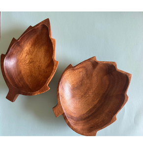 Wooden Leaf Shape Serving Bowl For Salad Mixing Fruit Serving Durable Eco Friendly Kitchen Dining table Decor Accessories - Product Image 6