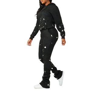 Ensemble de survêtement double inclinaison en molleton 100 % coton, teint en pièce, respirant, de haute qualité et écologique pour femme, 300 g, vente en gros - Product Image 4