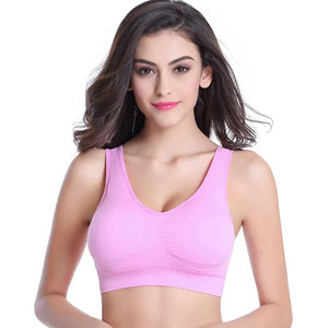 Women Solid Color V-Neck Sports Bra With Non-Adjusted Straps Medium Support Breathable Seamless Yoga Top Pink Women bra - Product Image 2